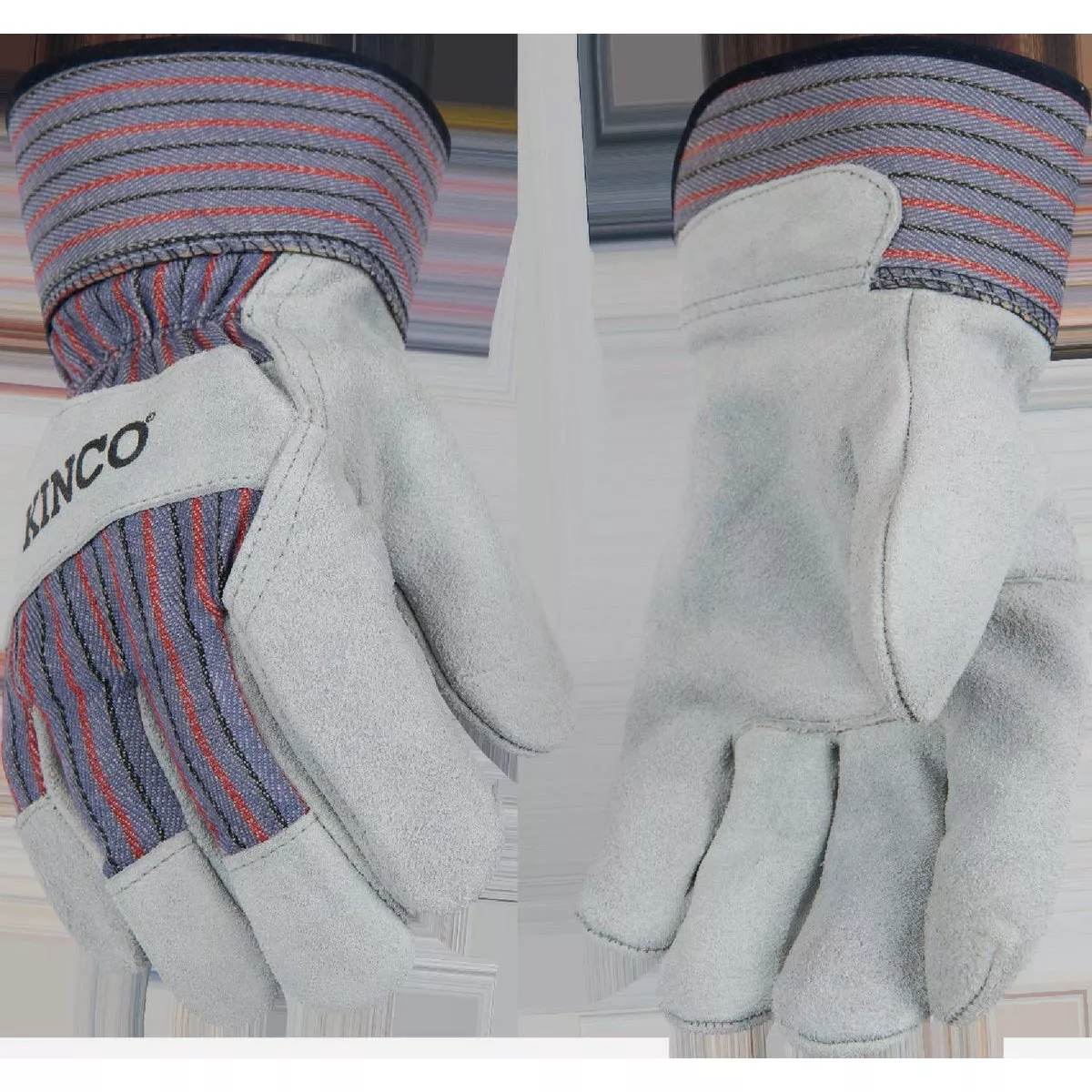 Kinco Kid's Medium Suede Cowhide Palm Glove with Safety Cuff-