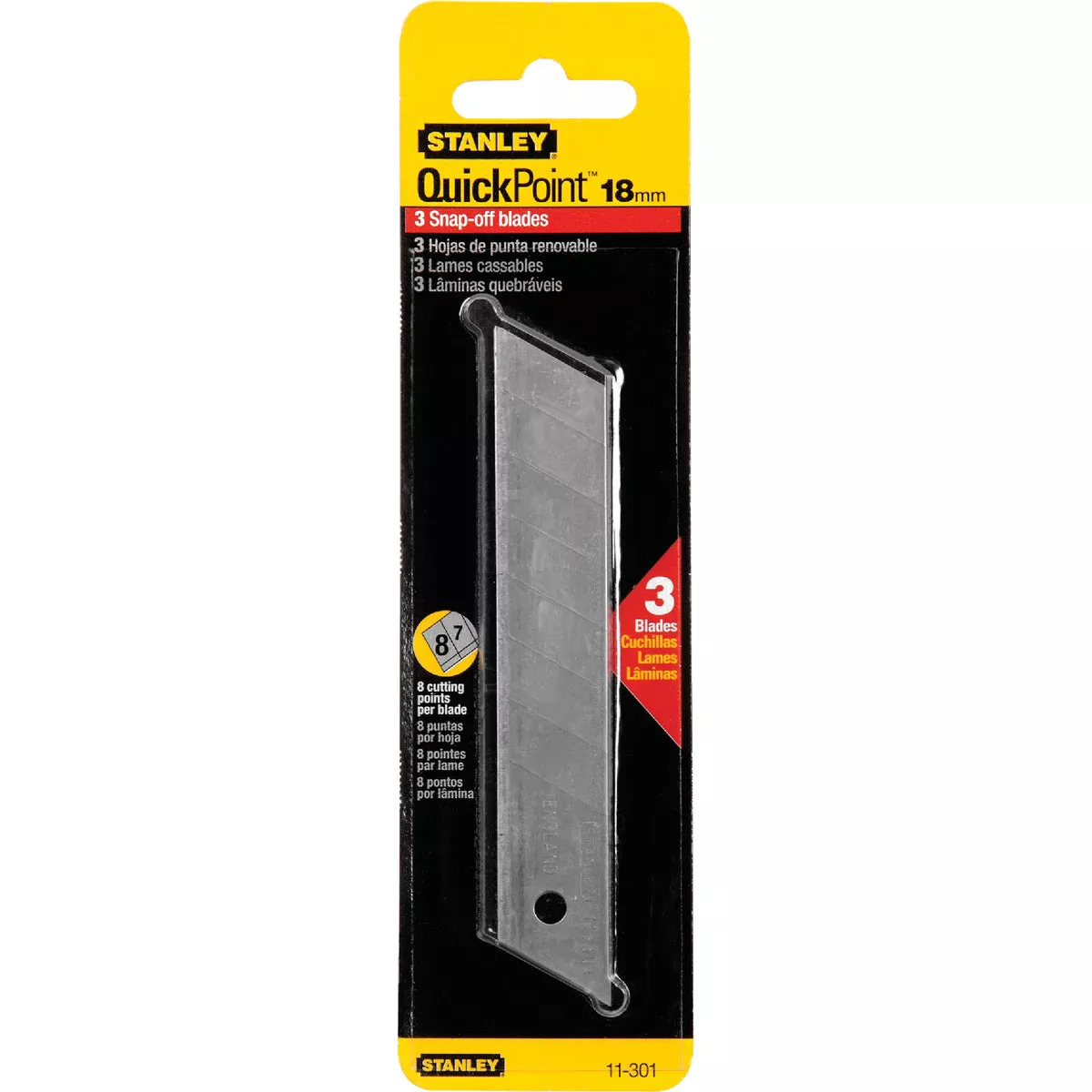 Stanley QuickPoint 18mm 8-Point Snap-Off Knife Blade (3-Pack) - photo 2