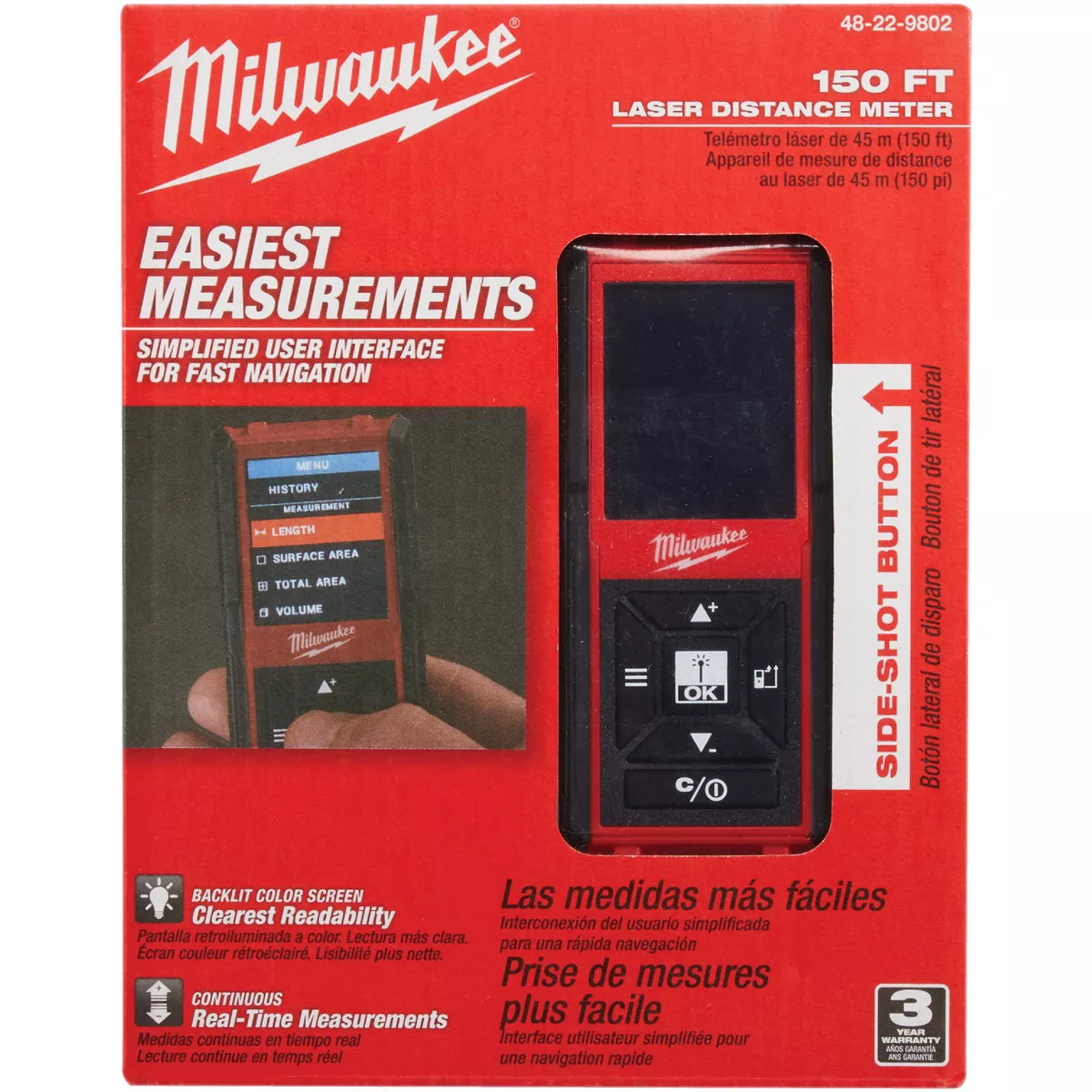 Milwaukee 150 Ft. Backlit Color Screen Laser Distance Measurer - photo 2