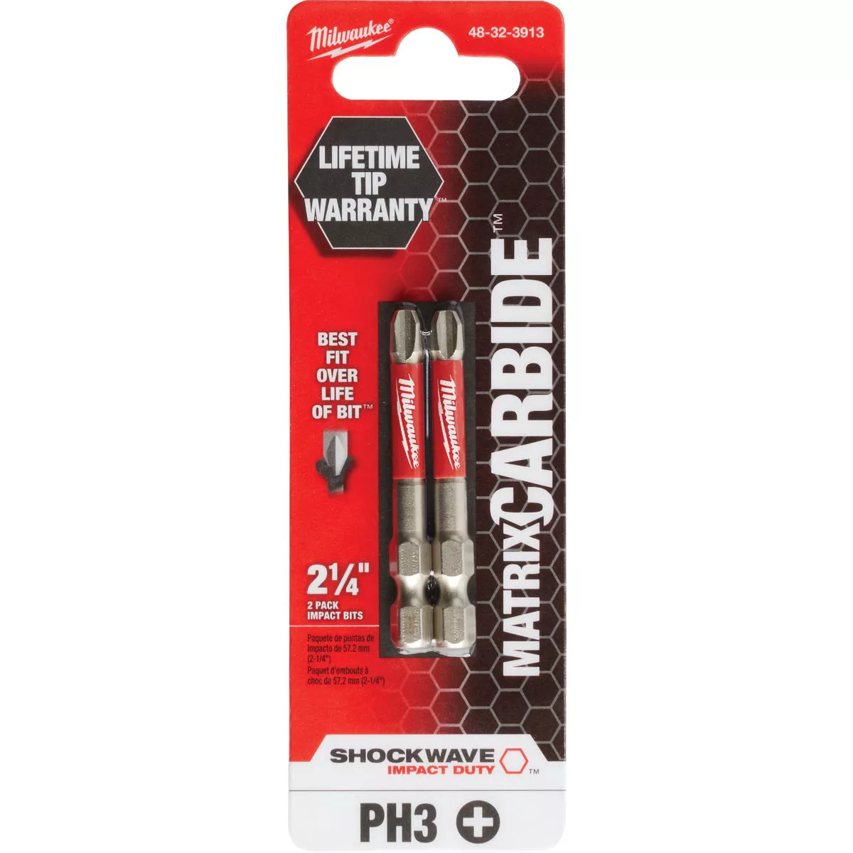 Milwaukee Shockwave Matrix Carbide 2-1/4 In. Phillips #3 Power Impact Screwdriver Bit (2-Pack)