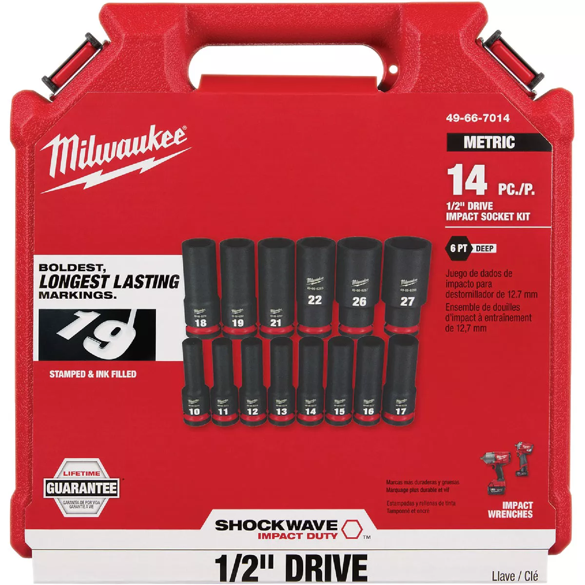Milwaukee SHOCKWAVE Metric 1/2 In. Drive 6-Point Deep Impact Driver Set (14-Piece) - photo 3