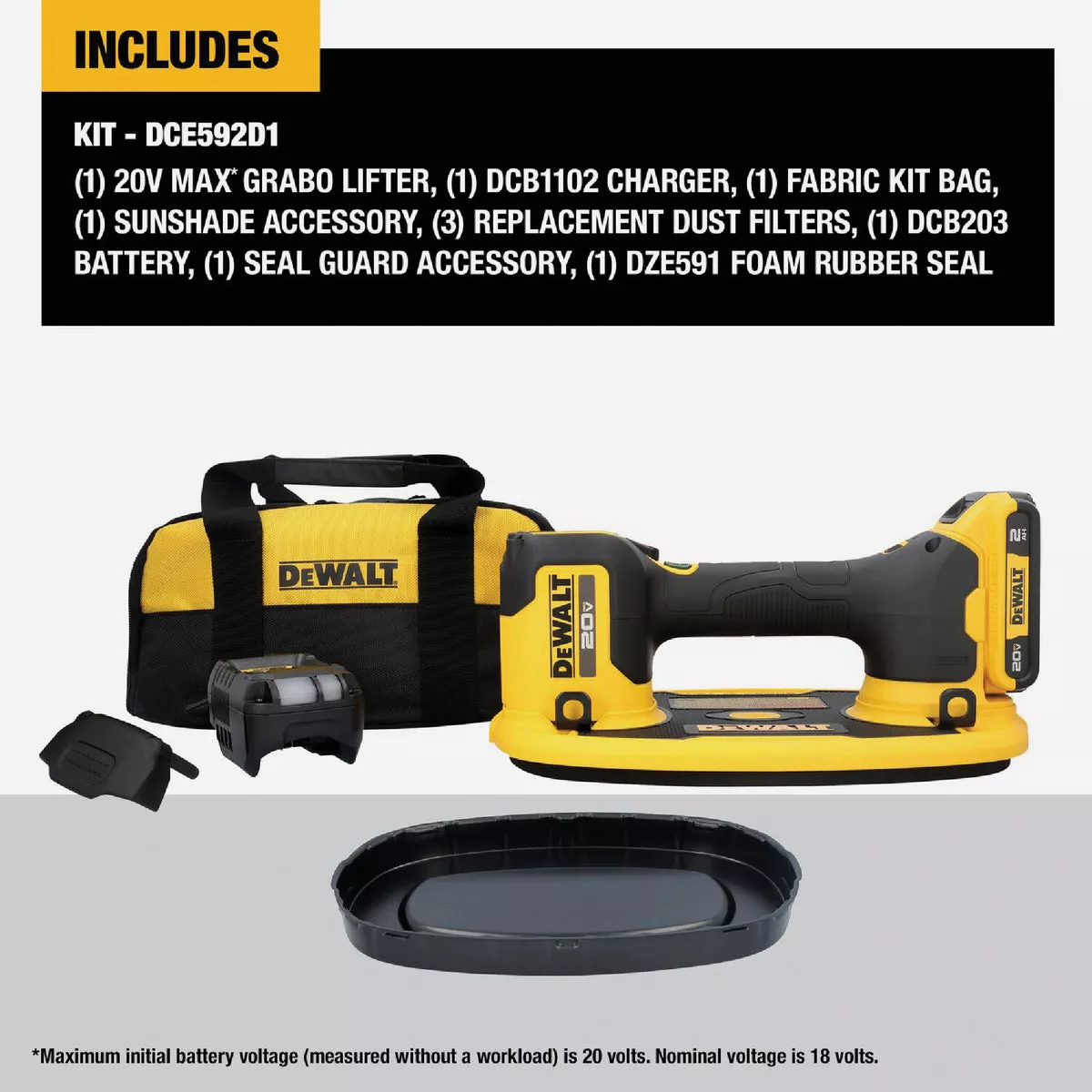 DEWALT 20V MAX Cordless GRABO Vacuum Lifter Kit with (1) 2.0 Ah Battery & Charger - photo 2