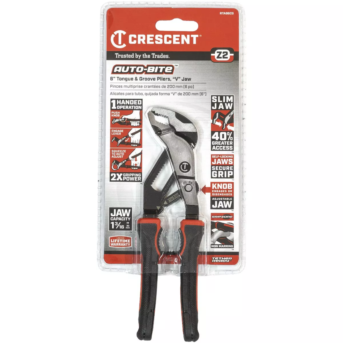 Crescent Auto-Bite Z2 6 In. Tongue & Groove Dual Material Pliers - photo 2