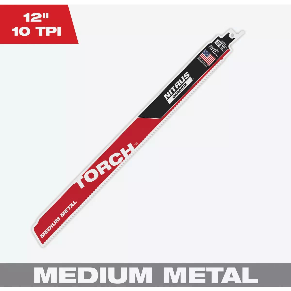 Milwaukee TORCH 12 In. 10 TPI NITRUS Carbide Medium Metal Reciprocating Saw Blade