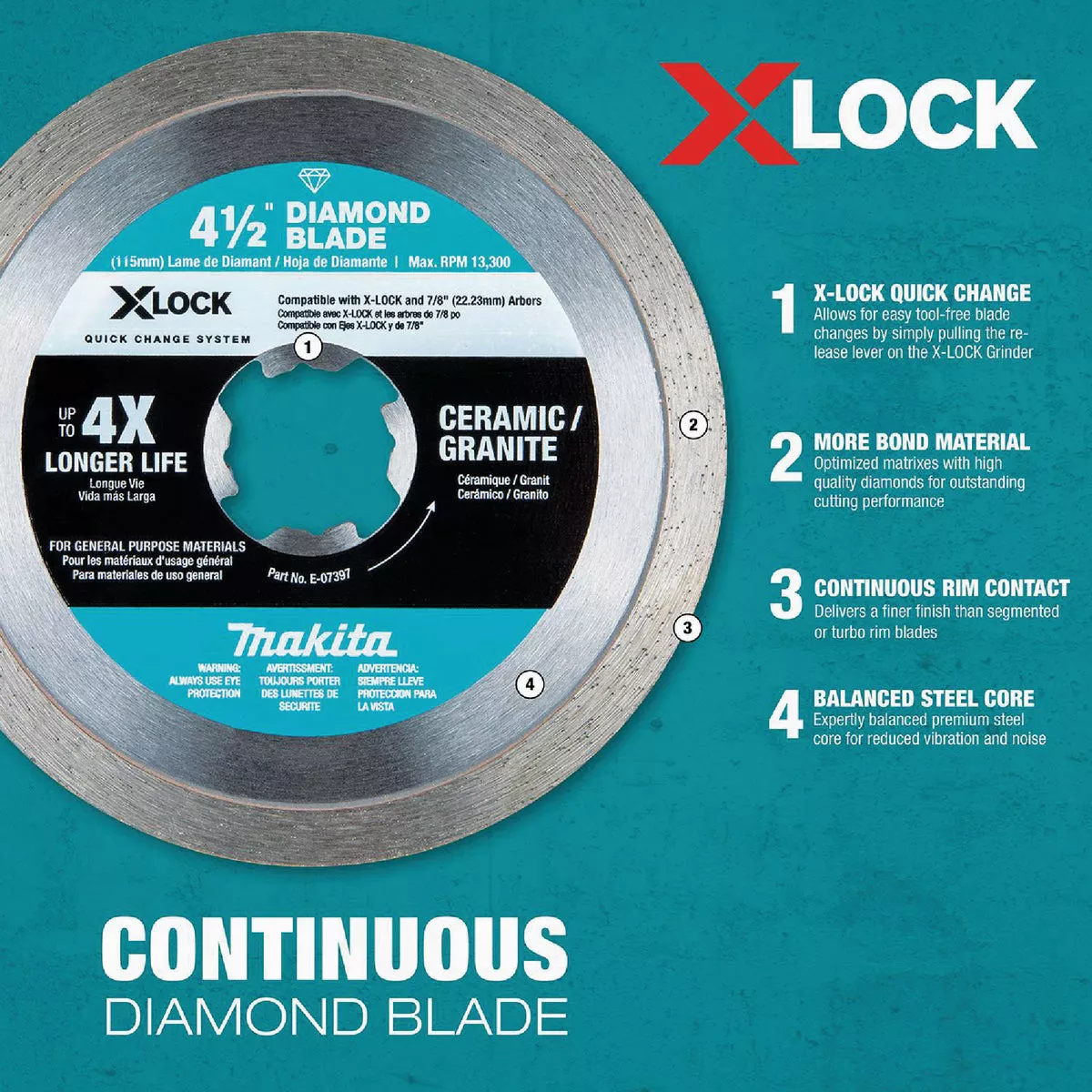 Makita X-LOCK 5 In. Continuous Rim Dry/Wet Cut Diamond Blade - photo 5