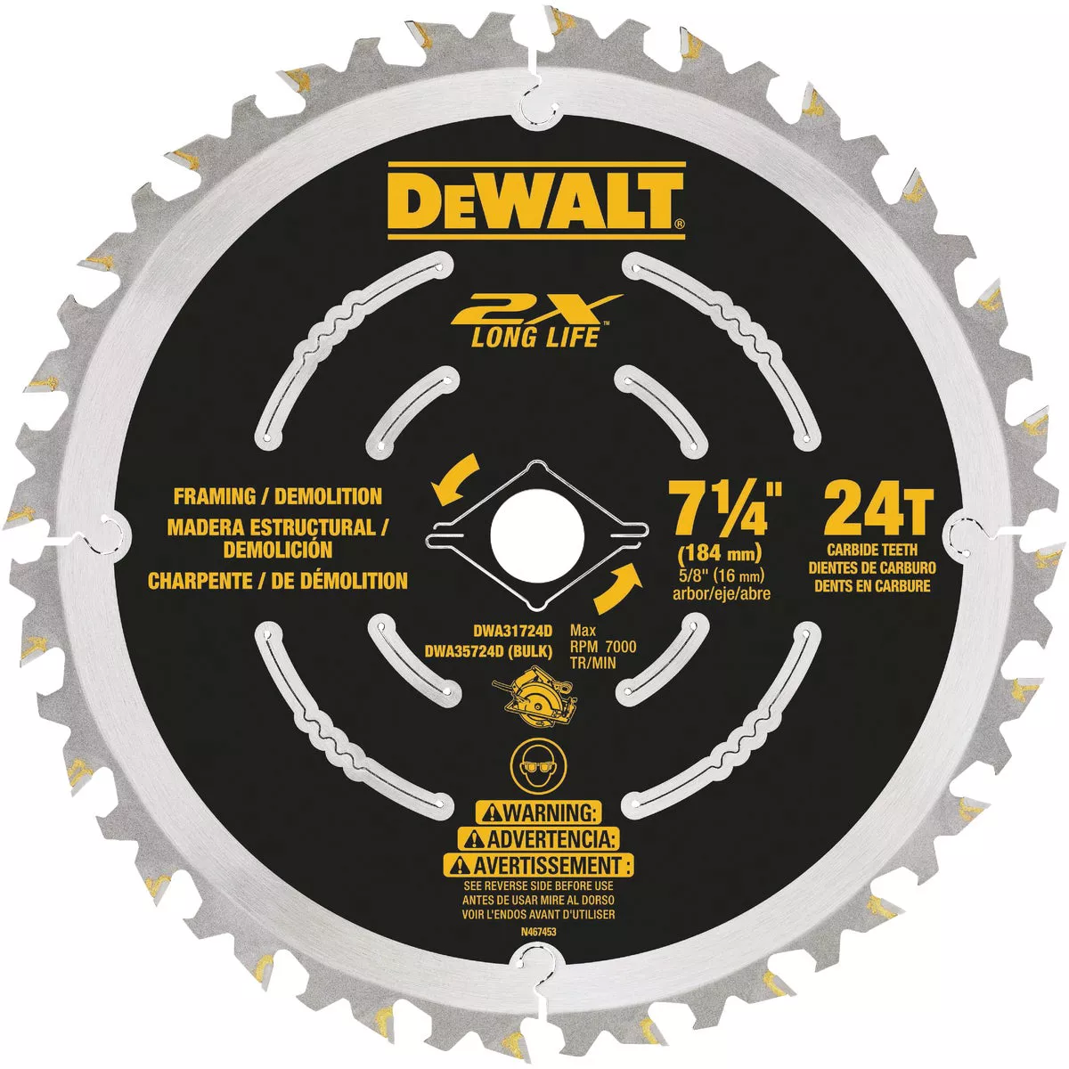 DEWALT 7-1/4 In. 2X Long Life Circular Saw Blade
