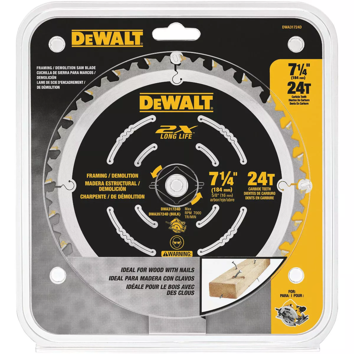 DEWALT 7-1/4 In. 2X Long Life Circular Saw Blade - photo 2