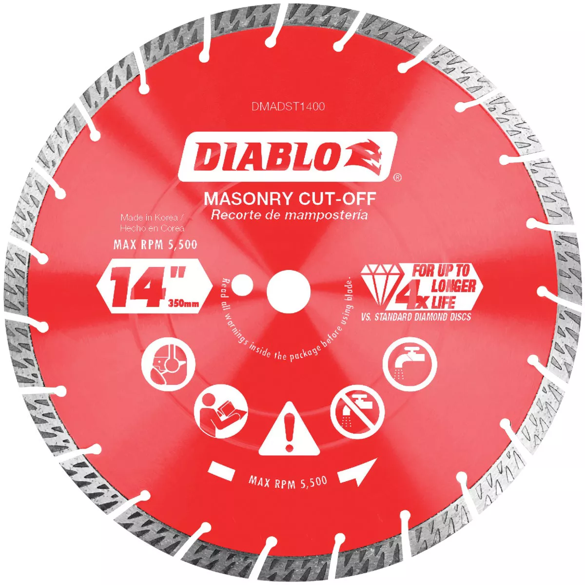 Diablo 14 In. Segmented Turbo Rim Dry/Wet Diamond Blade