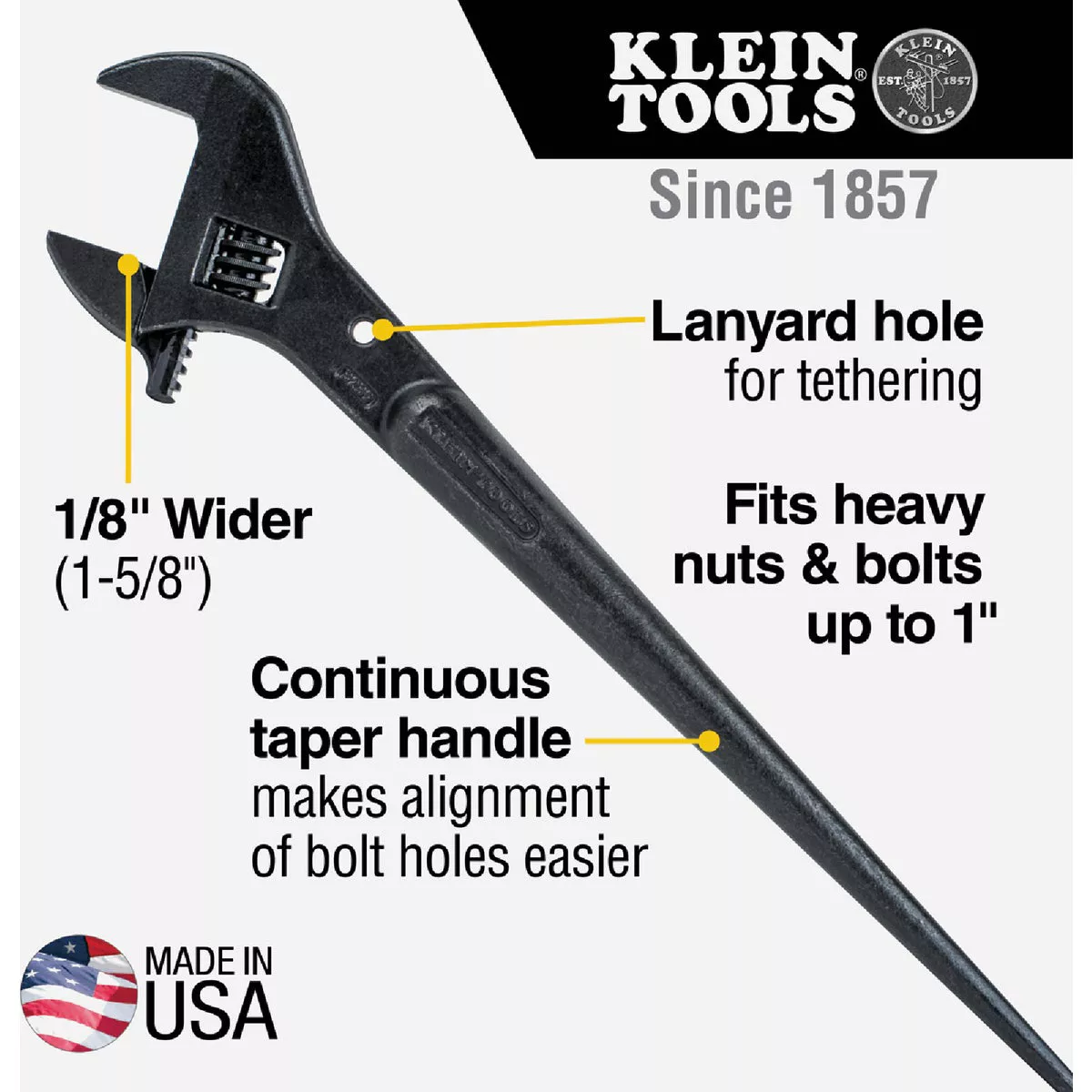 Klein 16 In. Adjustable Spud Wrench - photo 4