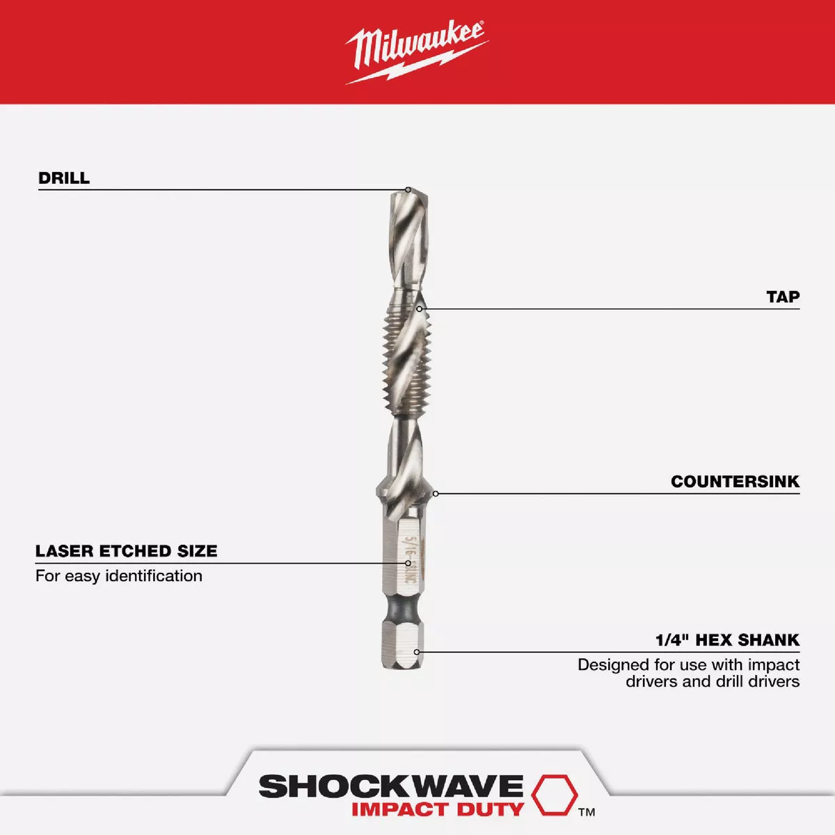 Milwaukee Shockwave Metric Impact Drill Tap Bit Set (5-Piece) - photo 4