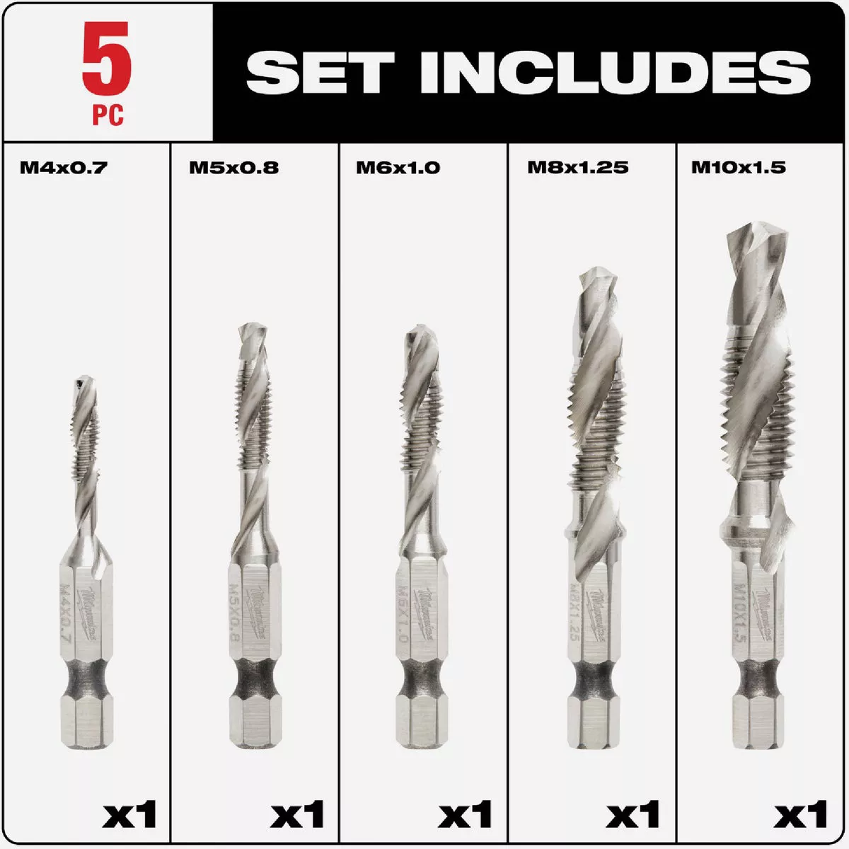 Milwaukee Shockwave Metric Impact Drill Tap Bit Set (5-Piece) - photo 3
