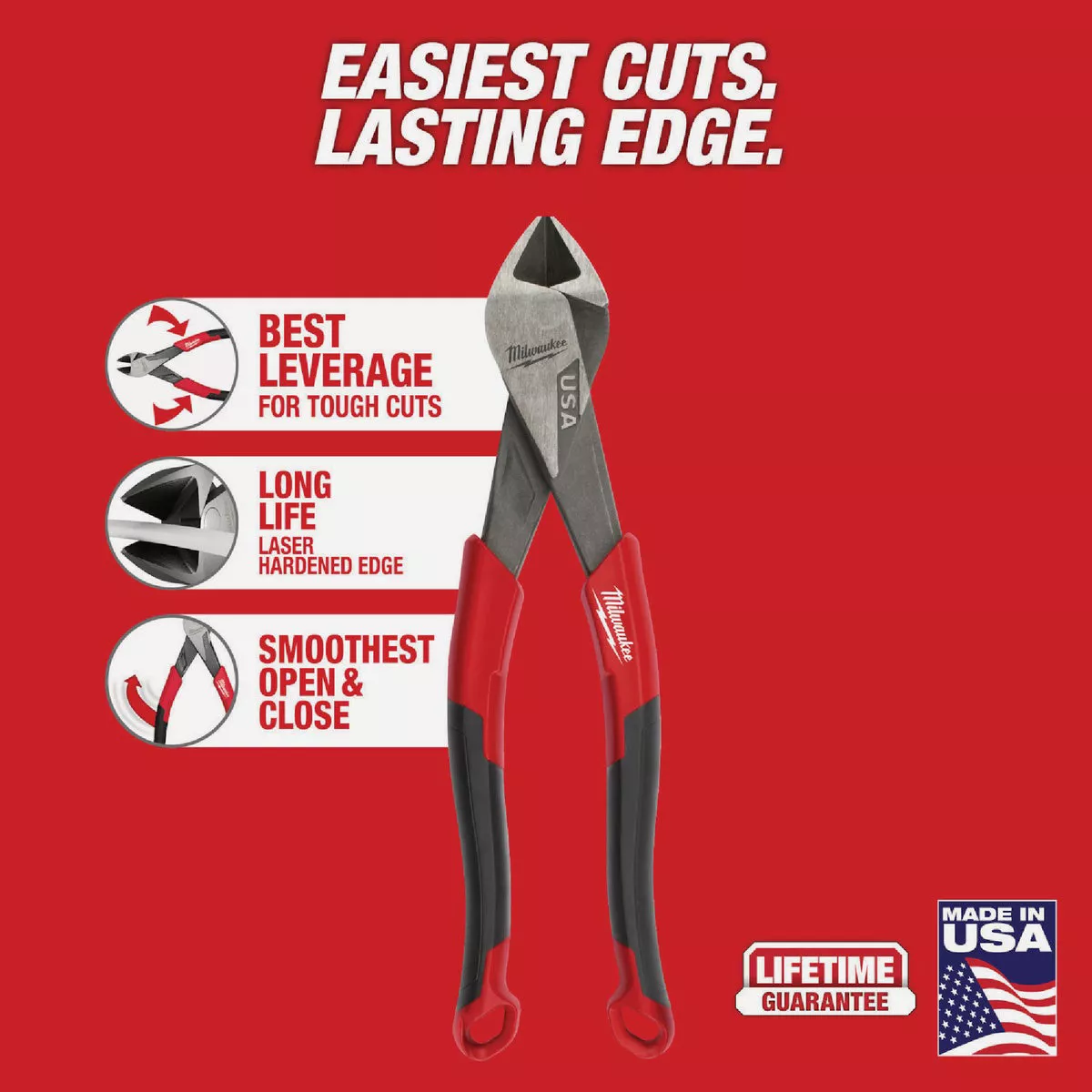 Milwaukee 8 In. Comfort Grip Diagonal Cutting Pliers (USA) - photo 2