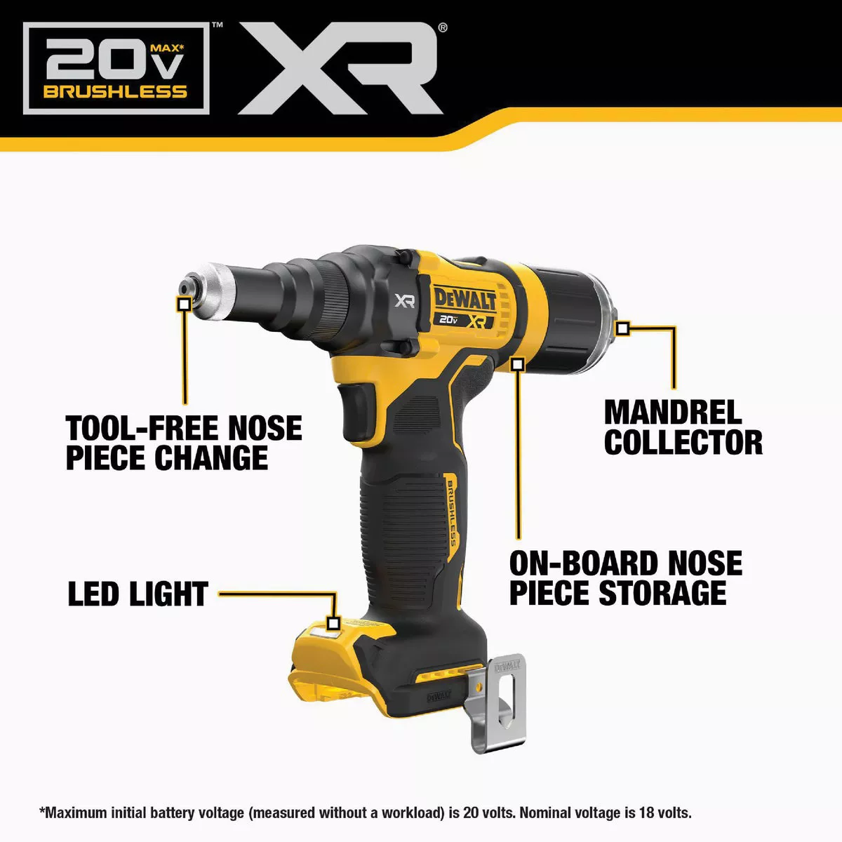 DEWALT 20V MAX XR Brushless 3/16 In. Cordless Rivet Tool (Tool Only) - photo 2