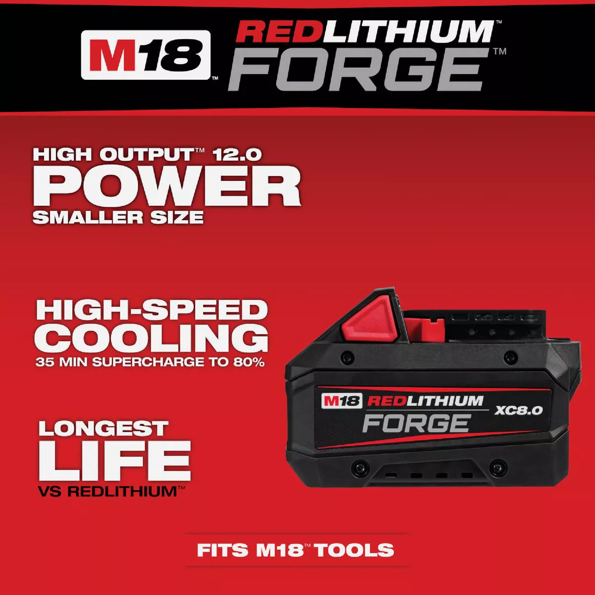 Milwaukee M18 REDLITHIUM FORGE Lithium-Ion High Output XC 8.0 Ah Battery Pack & Charger Starter Kit - photo 6