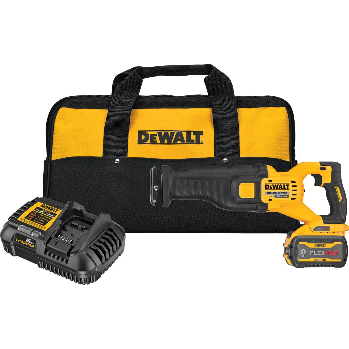 DEWALT FLEXVOLT 60V MAX Brushless Cordless Reciprocating Saw Kit with 9.0 Ah Battery & Charger