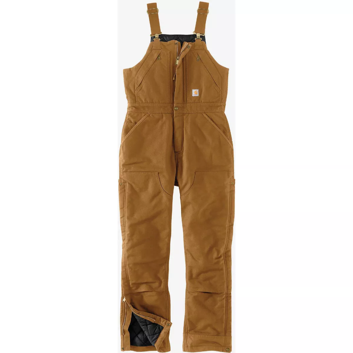 Carhartt Women's XL Short Brown Washed Duck Insulated Biberalls, Loose Fit