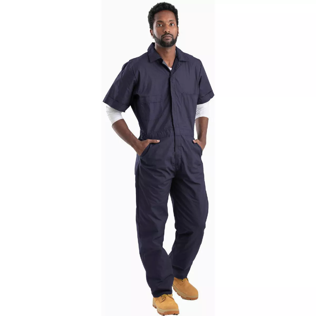 Berne Men's 2XL Short Navy Heritage Short Sleeve Poplin Coverall
