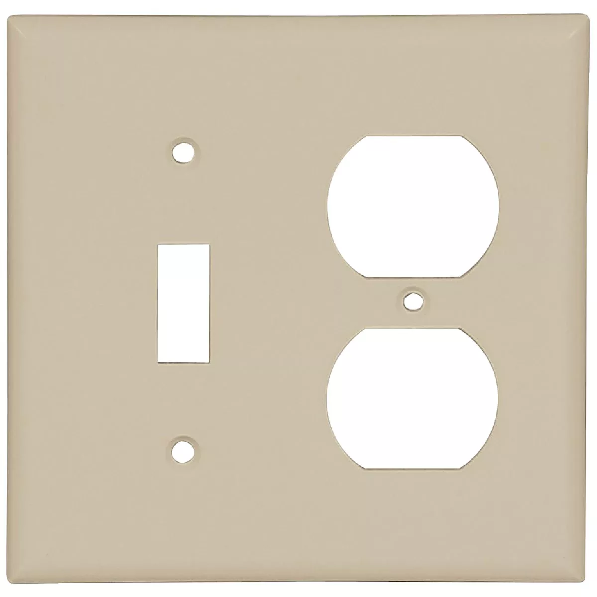 Eaton 2-Gang Plastic Single Toggle/Duplex Outlet Wall Plate, Ivory
