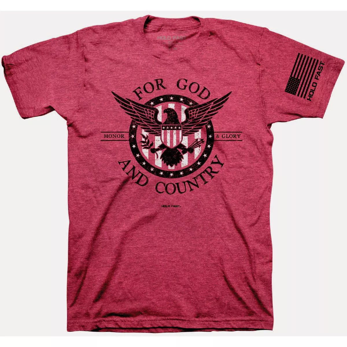 Hold Fast For God And Country Medium Heather Red Short Sleeve Shirt ...