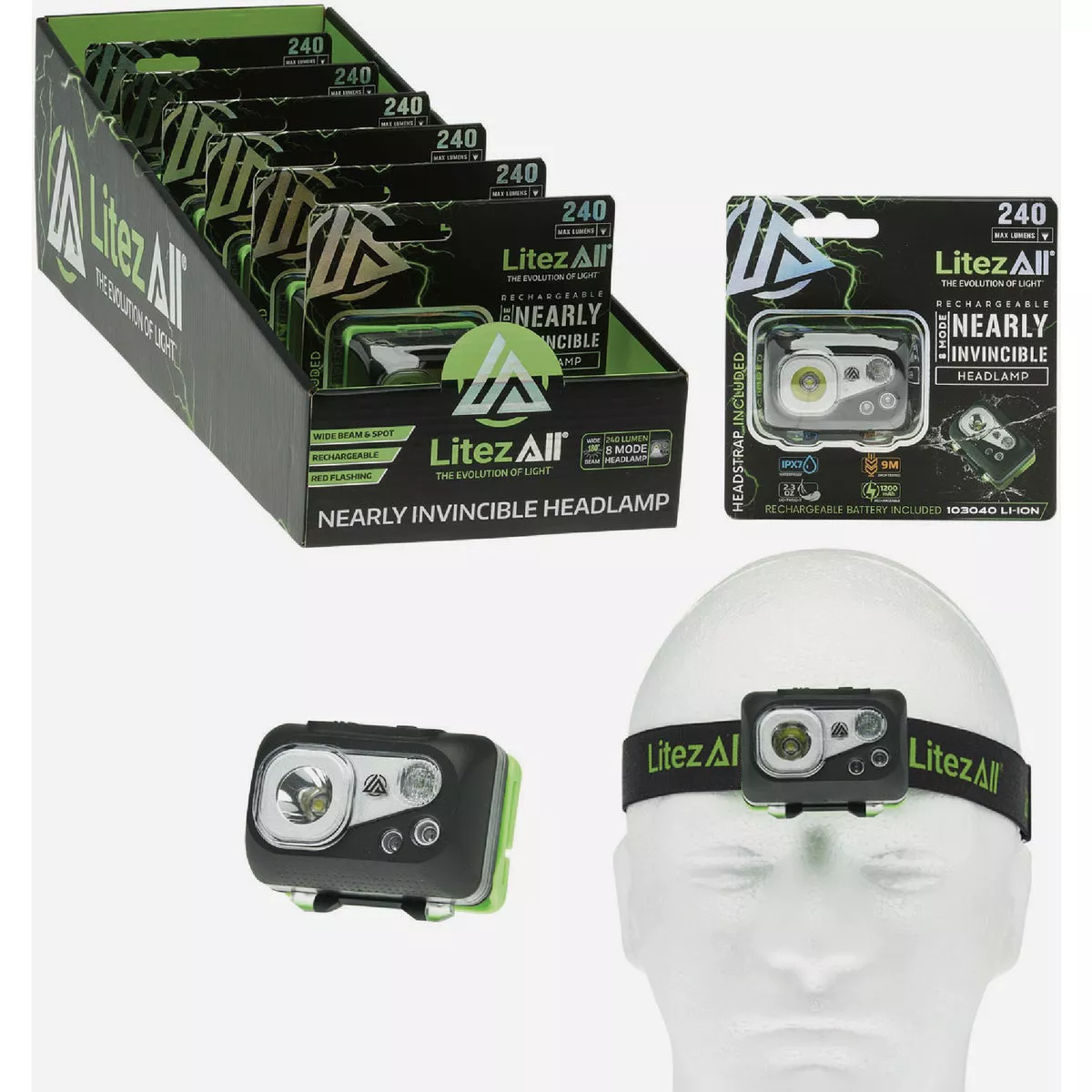 LitezAll Promier Products Nearly Invincible 240 Lm. LED Headlamp