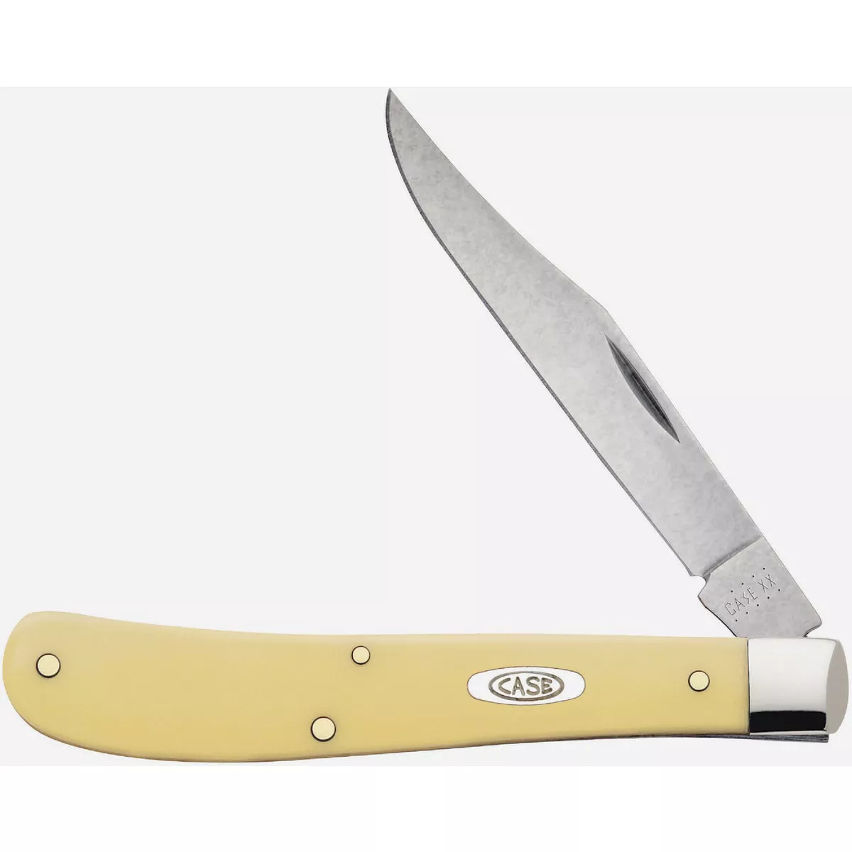 Case 3.25 In. Yellow Synthetic Smooth Slimline Trapper Pocket Knife