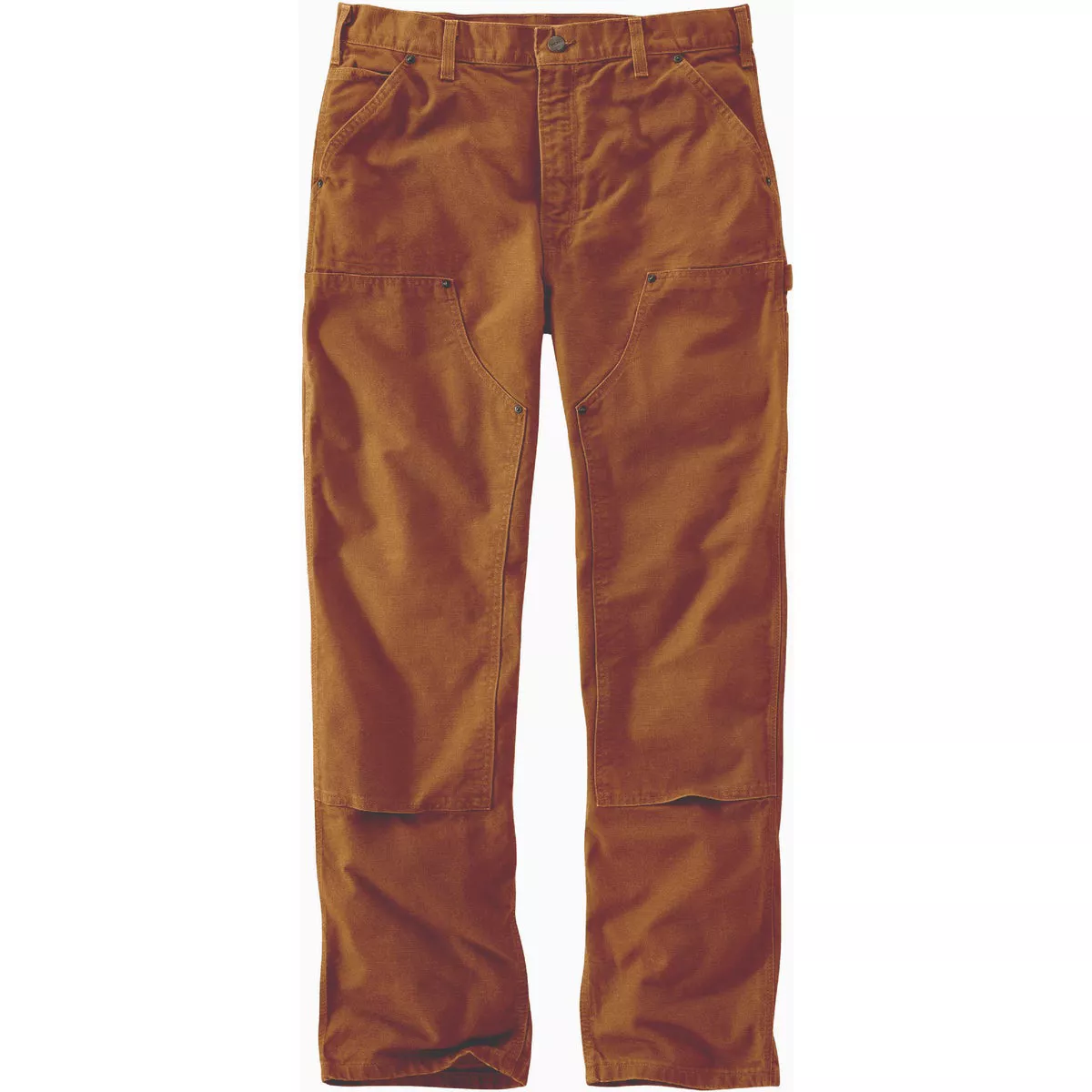 Carhartt Men's 33x34 Brown Washed Duck Double-Front Utility Work Pants, Loose Fit-