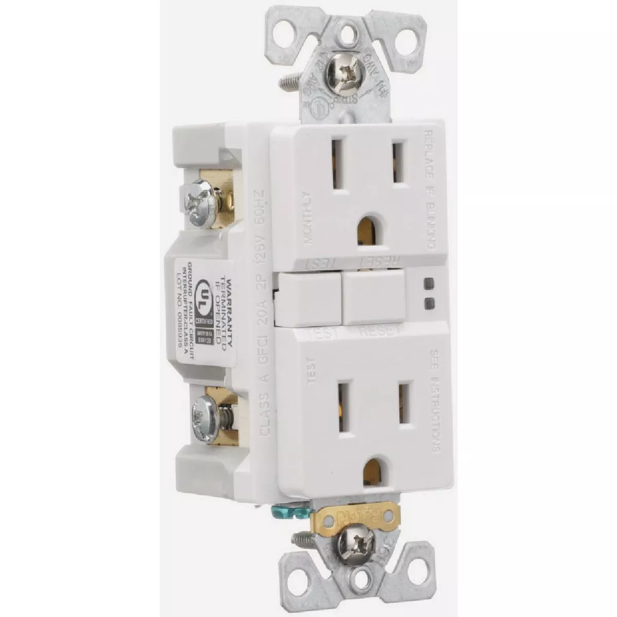 Eaton 15A White Residential Grade 5-15R Self-Test GFCI Outlet