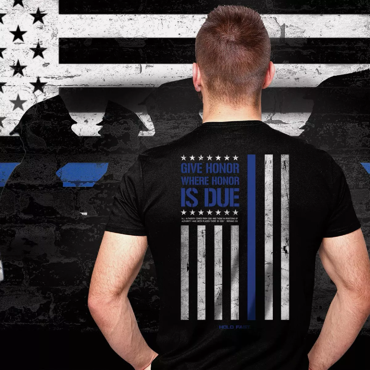 Hold Fast Police Flag 3XL Black Short Sleeve Shirt
