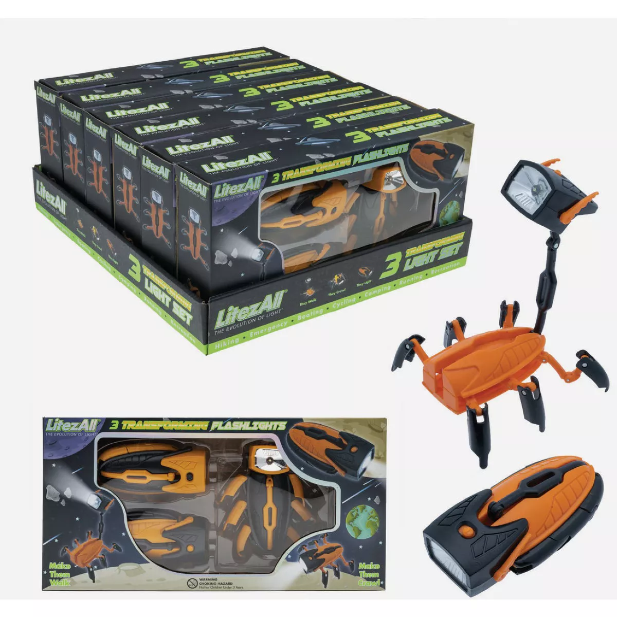 LitezAll Promier Products LED Transforming Robot Flashlight (3-Pack)