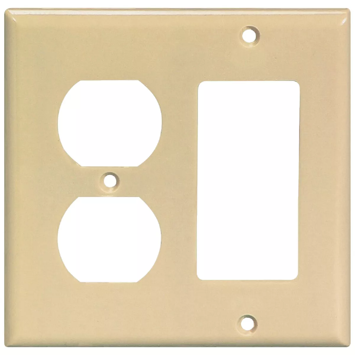 Eaton 2-Gang Plastic Duplex Outlet/Rocker Switch Wall Plate, Ivory-