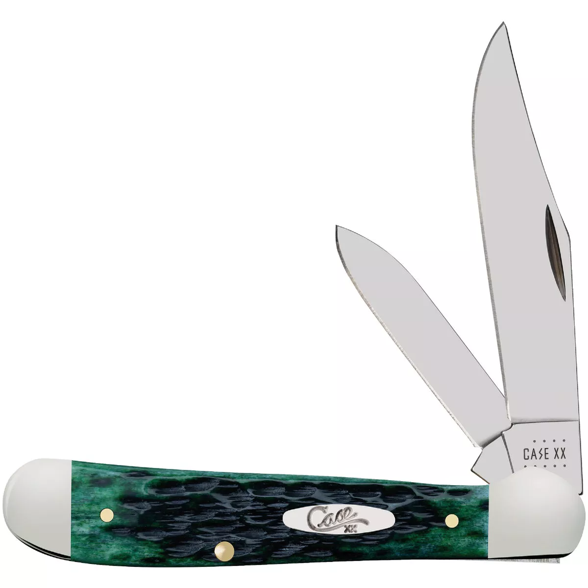 Case 3.13 In. Pocket Worn Bermuda Green Bone Peach Seed Jig Copperhead Pocket Knife-