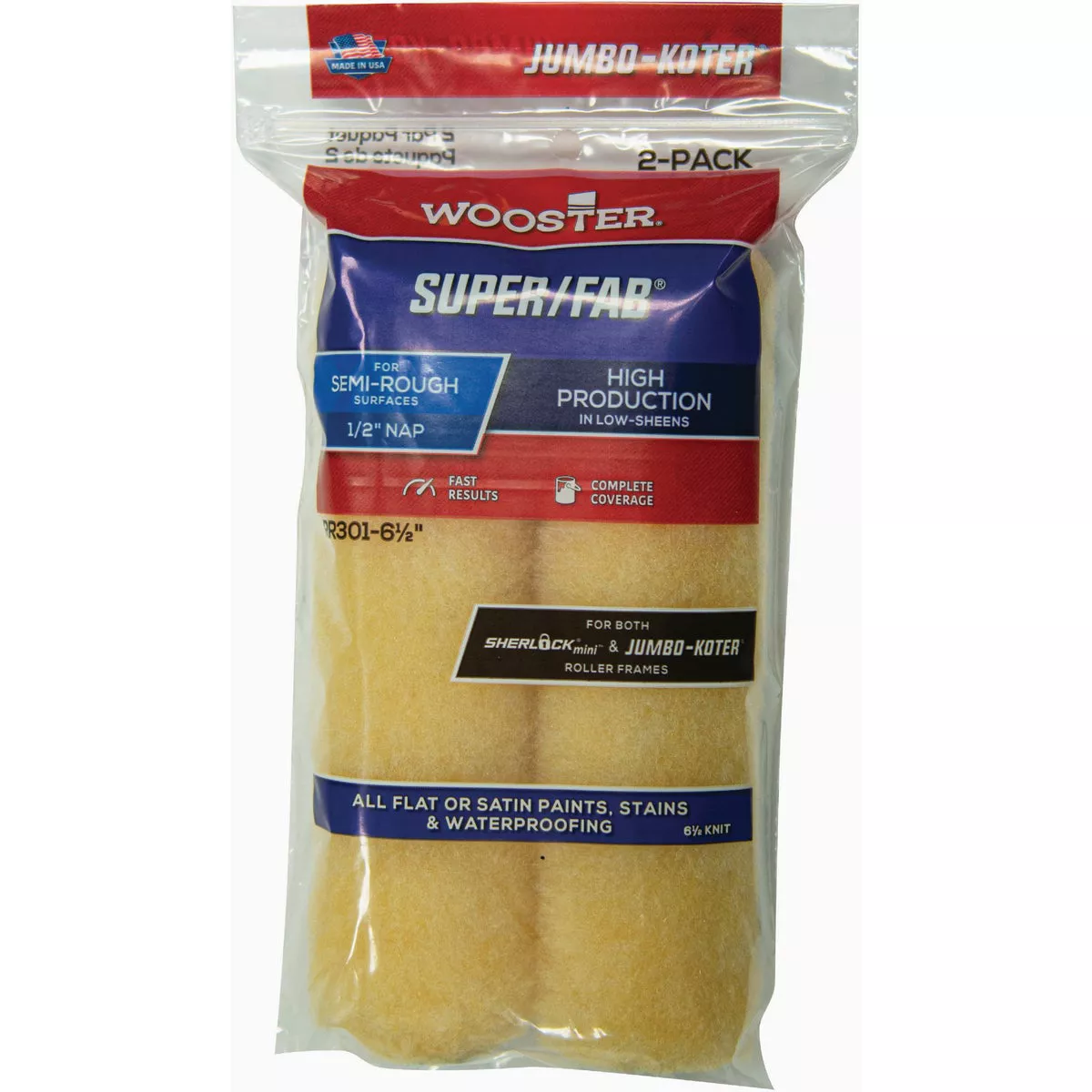 Wooster Jumbo-Koter Super/Fab 6-1/2 In. x 1/2 In. Knit Paint Roller Cover (2-Pack)