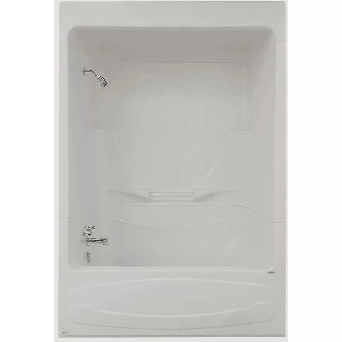 Maax Figaro 59 In. x 32 In. Alcove Left-Hand Drain One-Piece Tub Shower with Roof Cap in White
