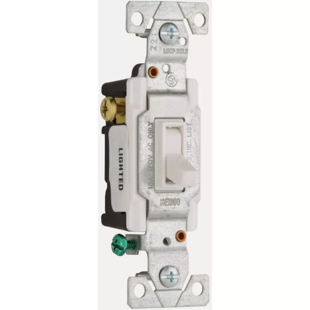 Eaton Illuminated Toggle White 15A 3-Way Switch