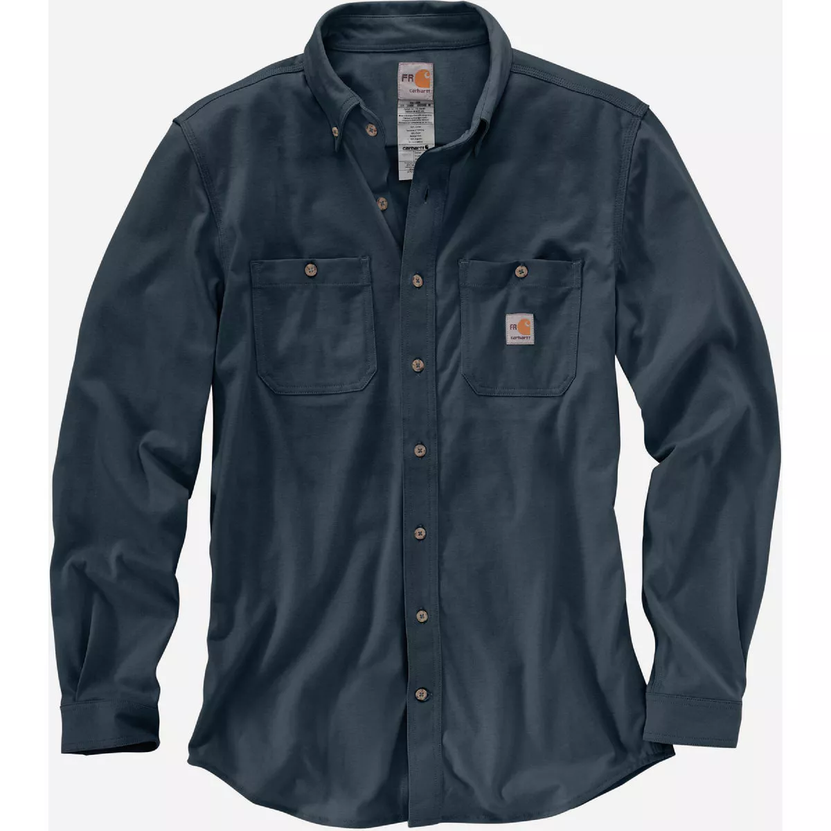 Carhartt Force Men's Large Regular Dark Navy Long Sleeve Flame-Resistant Cotton Hybrid Button Down Shirt