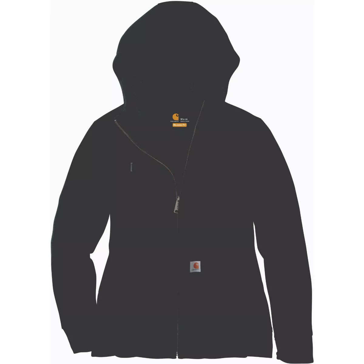 Carhartt Women's Medium Regular Black Midweight Full Zip Hooded Sweatshirt, Relaxed Fit
