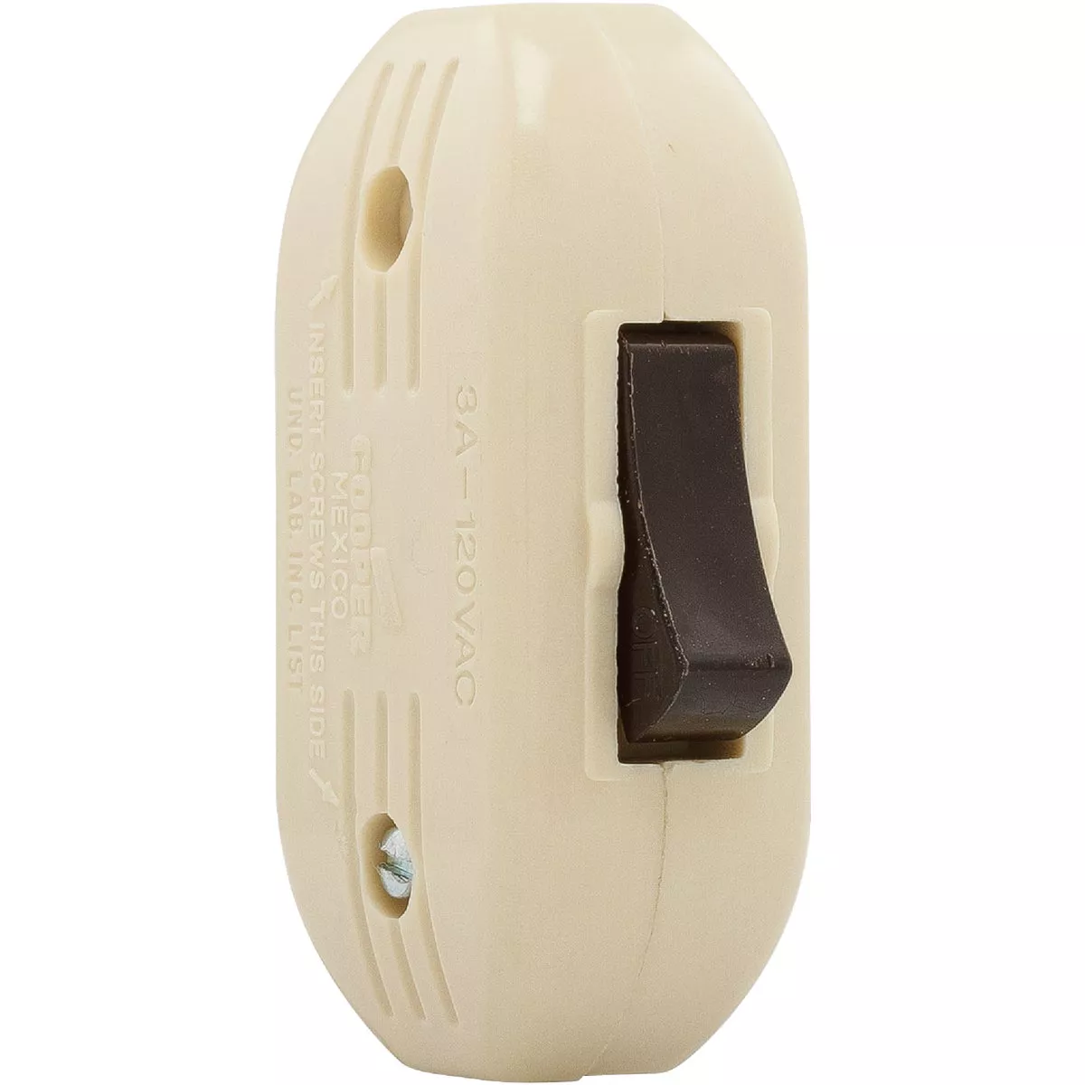 Eaton 3A Ivory Rocking Feed-Through Cord Switch