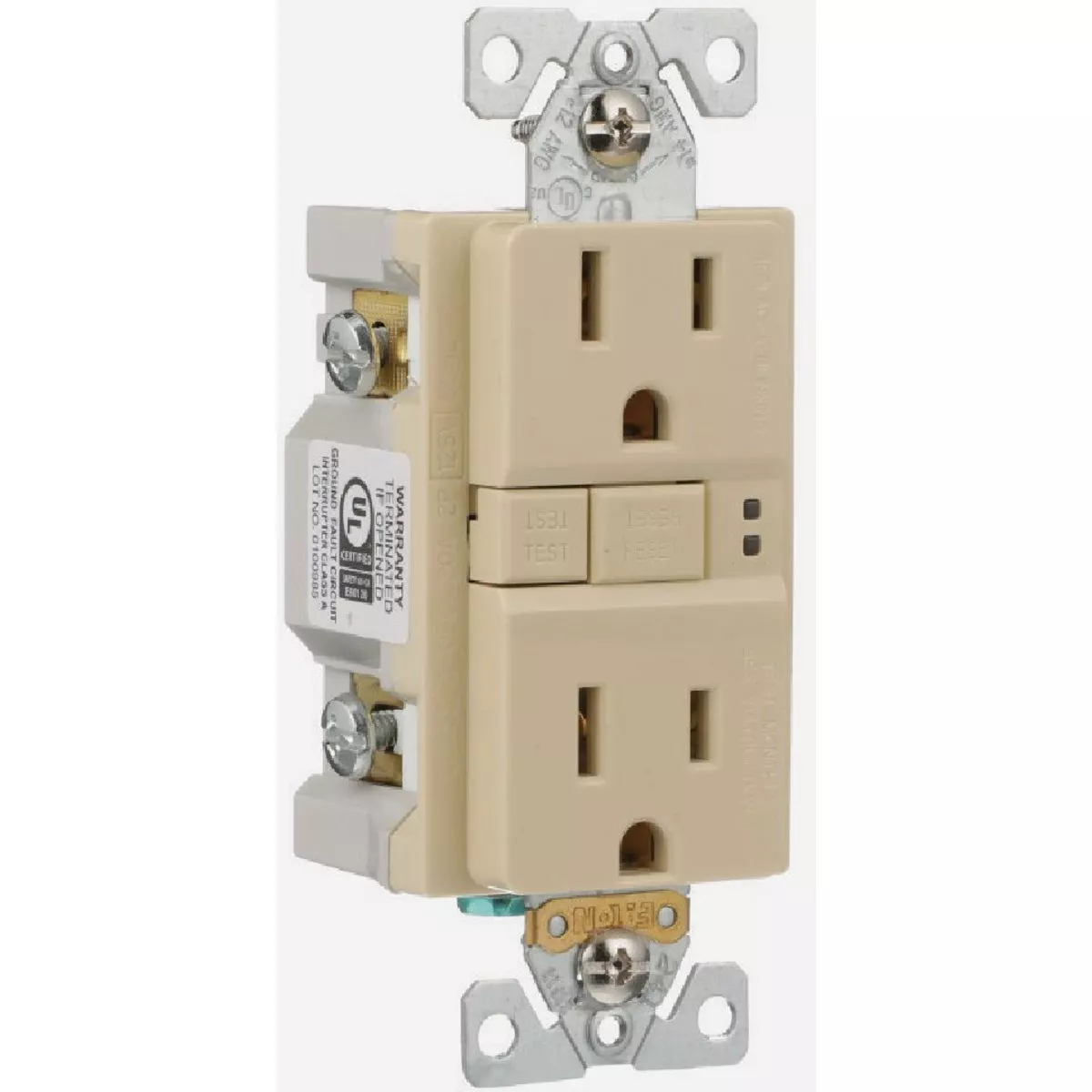 Eaton 15A Ivory Residential Grade 5-15R Self-Test GFCI Outlet