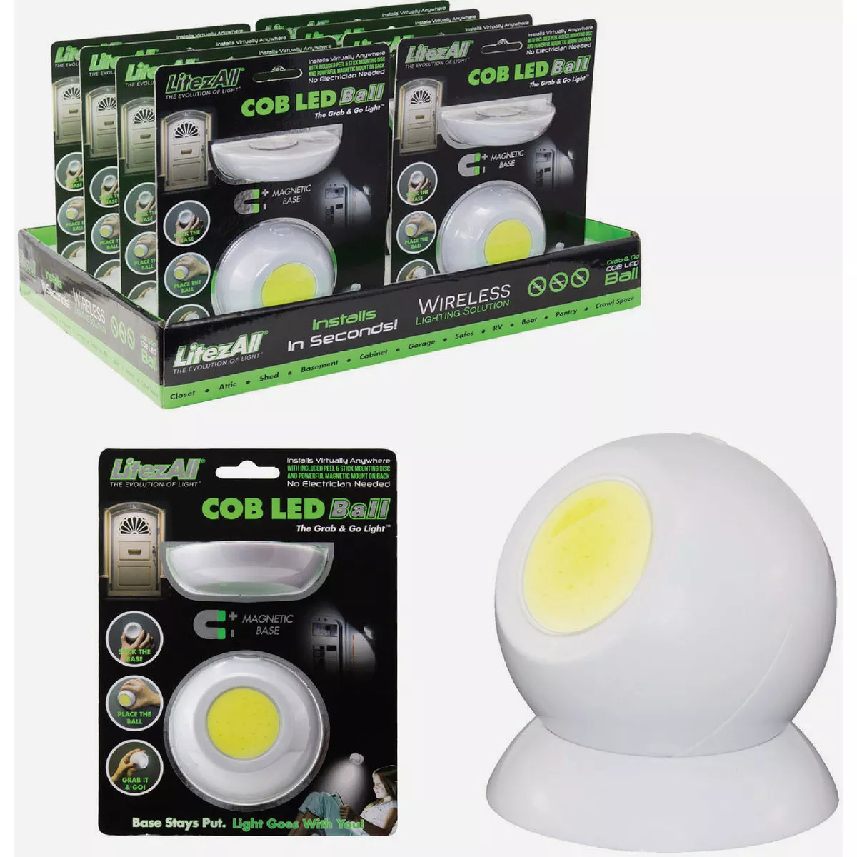 LitezAll Promier Products White COB LED 200 Lm. Swivel Ball Light