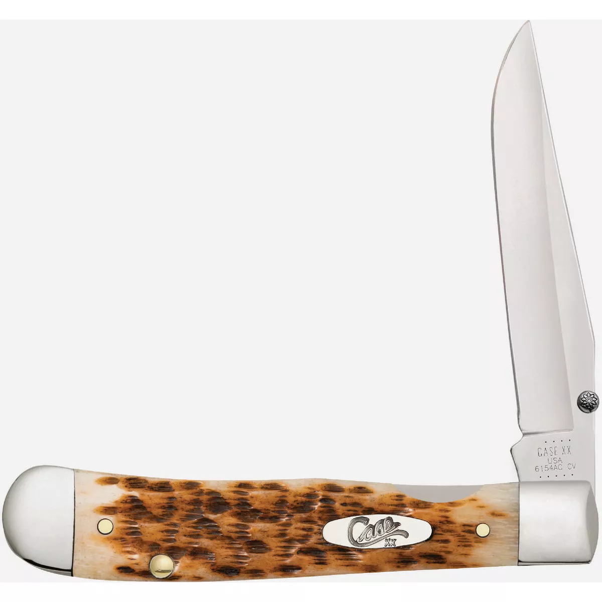 Case 3.25 In. Kickstart Amber Bone Peach Seed Jig TrapperLock Pocket Knife