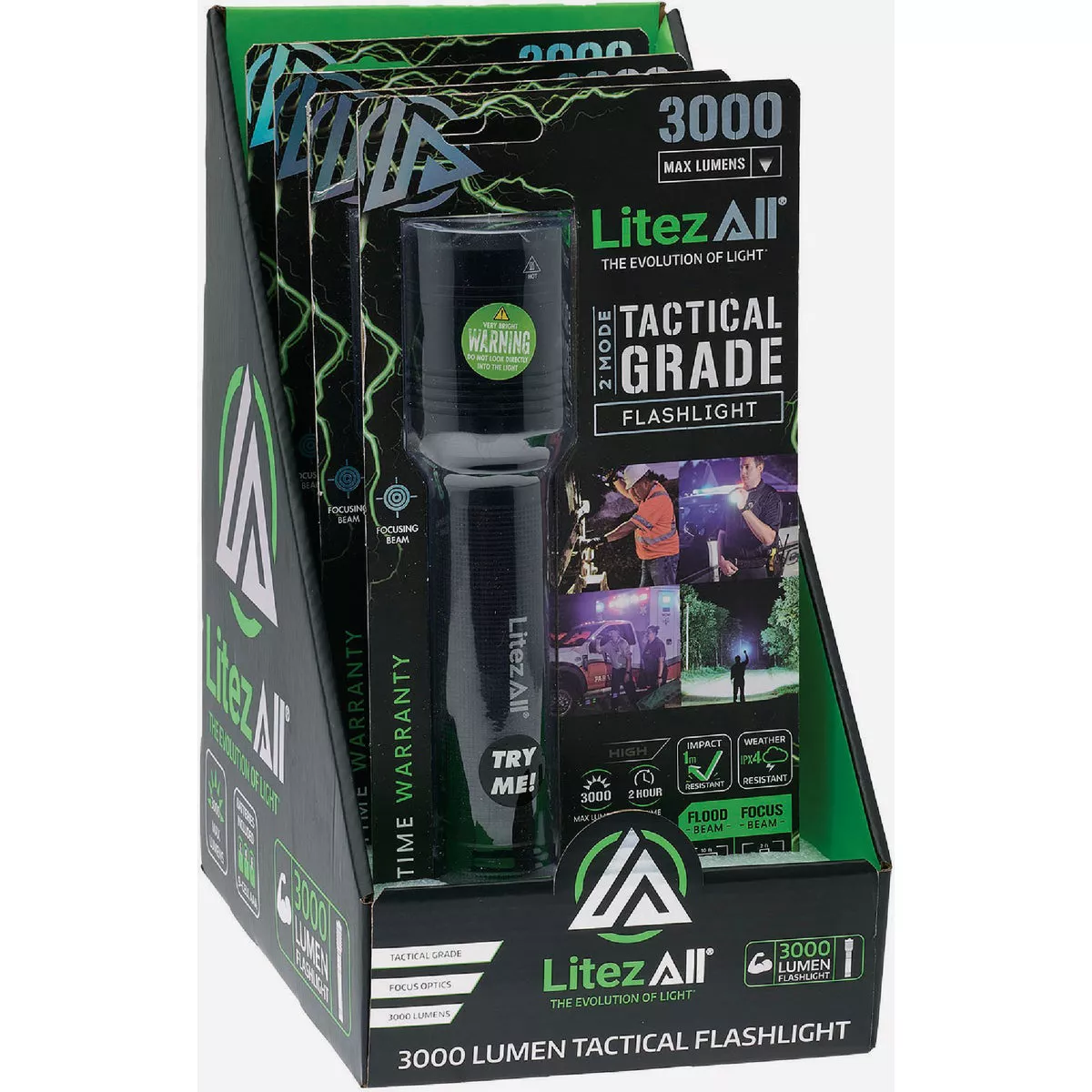 LitezAll Promier Products 3000 Lm. Tactical LED Flashlight