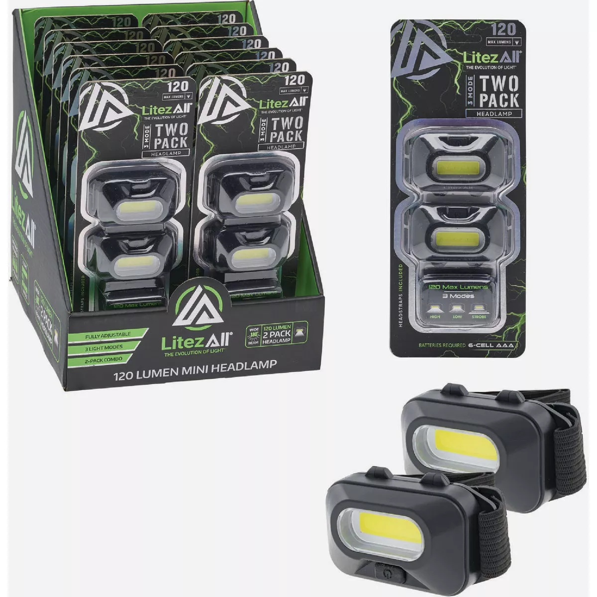 LitezAll 120 Lm. LED Mini Headlamp (2-Pack)