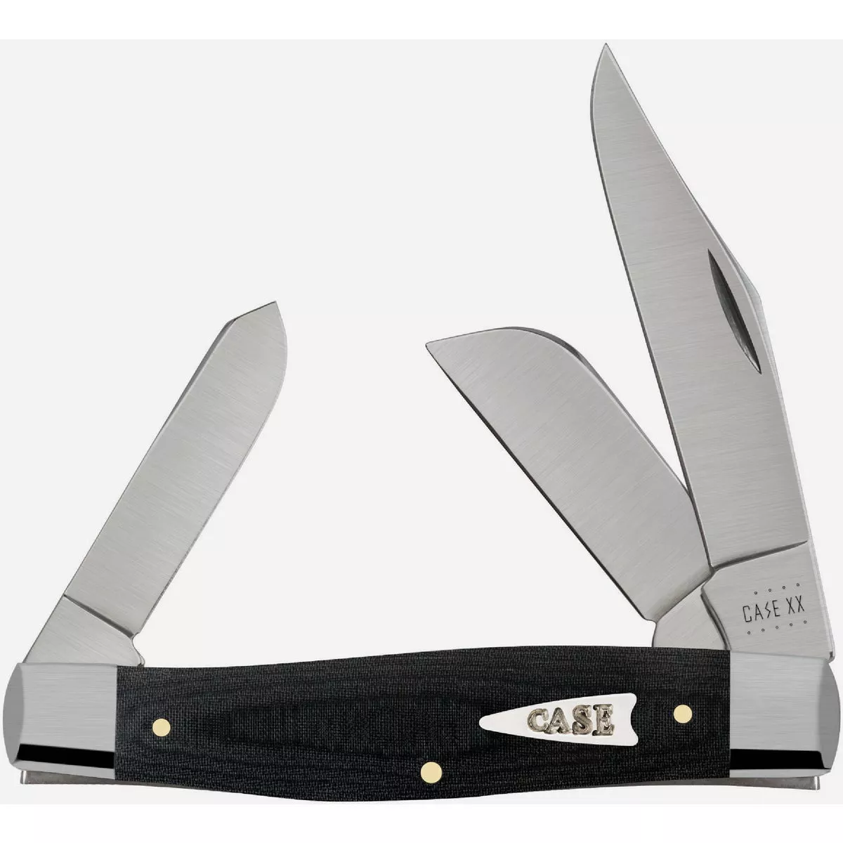 Case 3.3 In. Black Micarta Smooth Large Stockman Pocket Knife