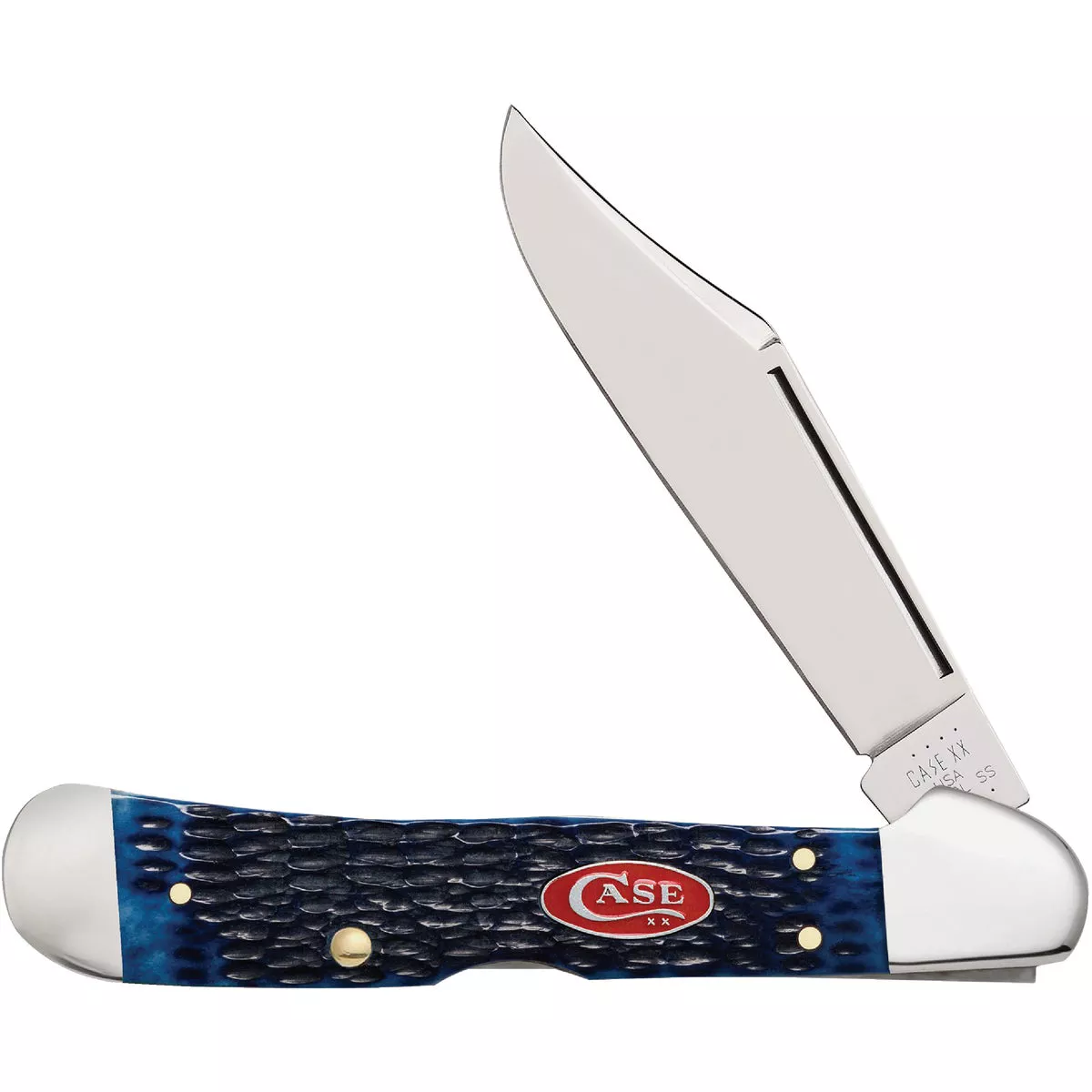 Case 2.72 In. Navy Blue Bone Rogers Jig CopperLock Pocket Knife-