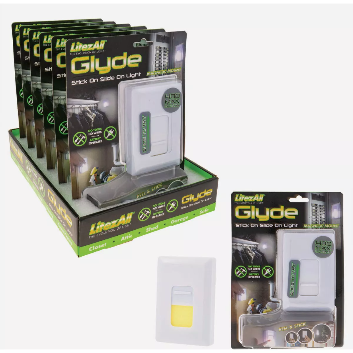 LitezAll Promier Products Glyde Slide White LED Wireless Light Switch (Packaged)