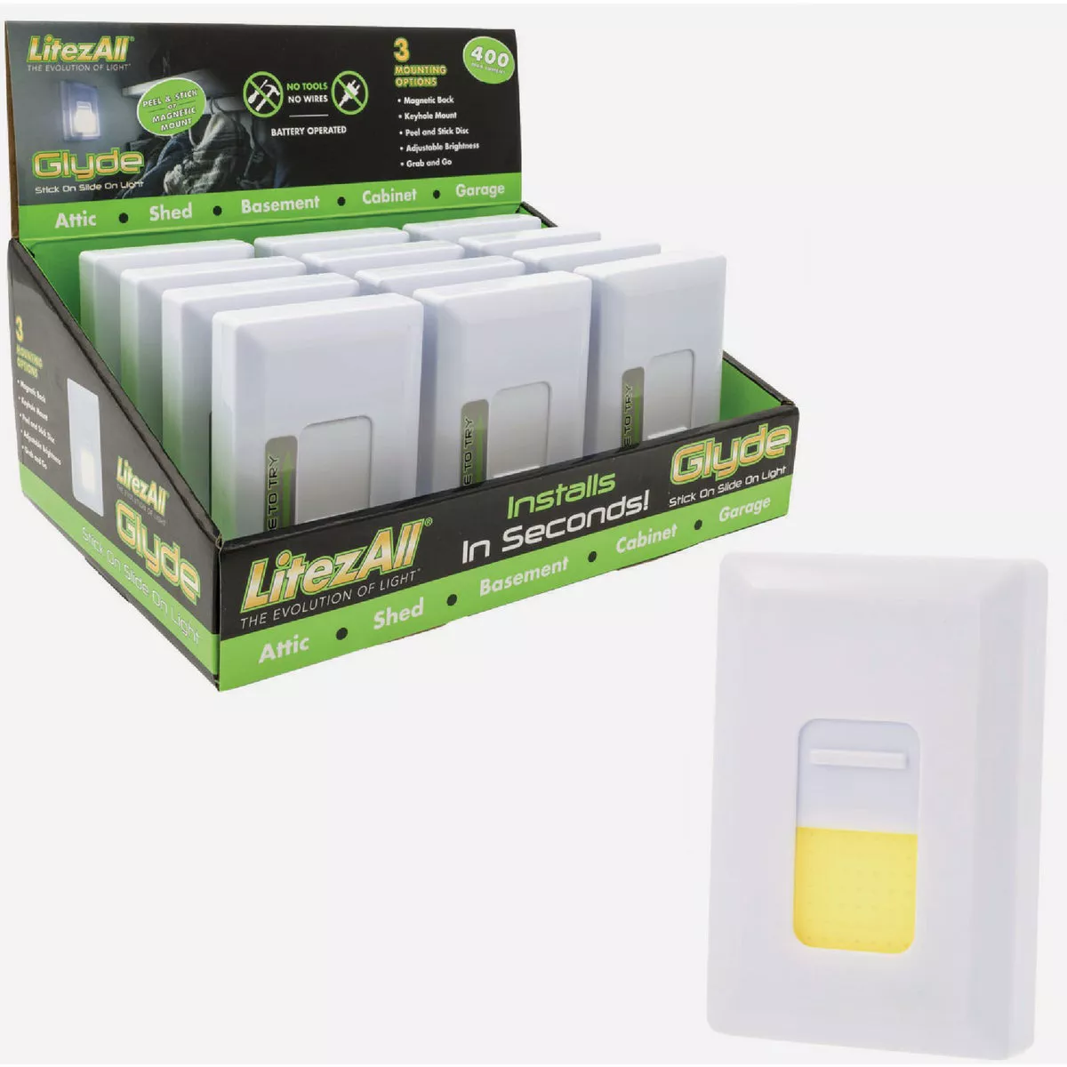 LitezAll Promier Products Glyde Slide White LED Wireless Light Switch