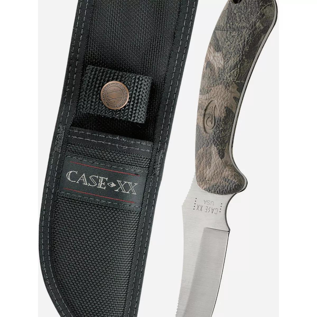 Case 4 In. Lightweight Synthetic Camo Caliber Ridgeback Hunter Fixed Blade Knife with Ballistic Nylon Sheath