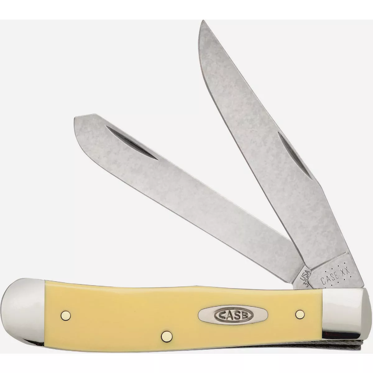 Case 3.25 In. Yellow Yellow Synthetic Smooth Trapper Pocket Knife