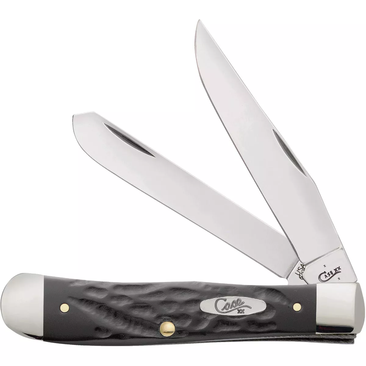 Case 3.25 In. Rough Black Synthetic Jig Trapper Pocket Knife