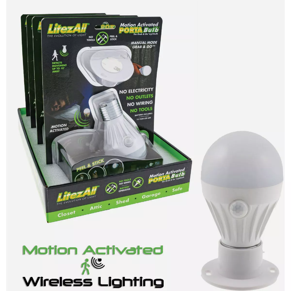 LitezAll Promier Products PortaBulb COB LED Motion Sensor Light